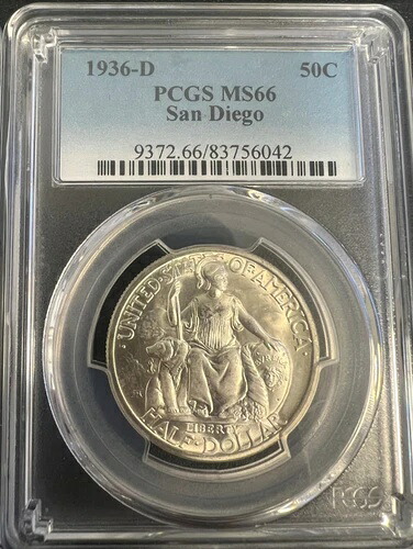1936-D サンディエゴ ハーフダラー - デンバー - PCGS 66