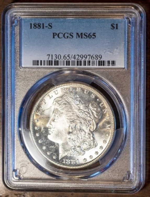 1881-S 1ドル銀モルガンドル MS 65 PCGS # 42997689 + ボーナス|WORLD RESOURCE【KING店】