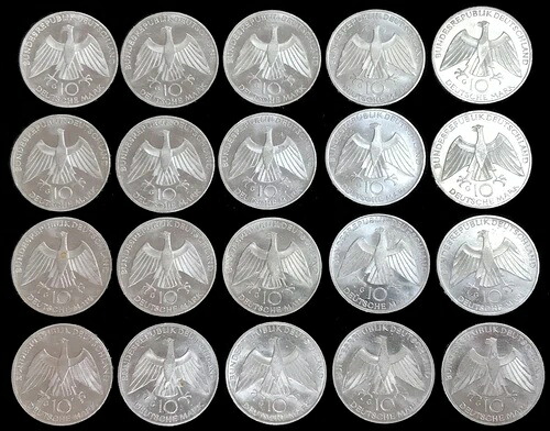 (20)1972年 G 銀貨 ドイツ連邦共和国 10ドイツマルク 310グラム BU+|WORLD RESOURCE【KING店】
