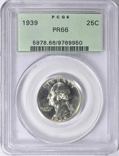 1939年ワシントンクォーター PCGS PR66 OGH PF66