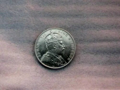 1908年 海峡植民地 英国 エドワード7世 アンティーク シルバー ドルコイン AU
