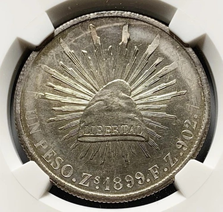 1899年 Zs-FZ メキシコ キャップ&レイズ 1ペソ銀貨 - NGC MS 62|WORLD RESOURCE【KING店】