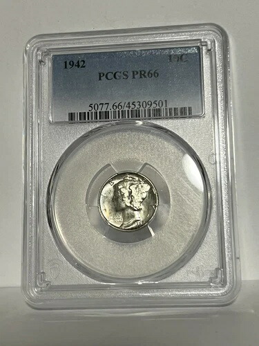 1942年 P マーキュリー シルバー ダイム コイン 10セント PCGS PR66 未流通プルーフ