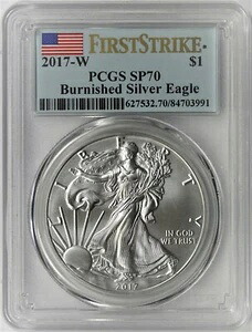 2017-W バーニッシュド アメリカン シルバー イーグル 1 ドル PCGS SP70 標本 ? 991?V2?|WORLD RESOURCE【KING店】