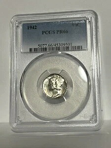 1942年 P マーキュリー シルバー ダイム コイン 10セント PCGS PR66 未流通プルーフ|WORLD RESOURCE【KING店】