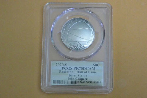 2020-S アメリカバスケットボール殿堂入り 50セント PCGS PR70 ファーストストライク ジョン・カリパリ|WORLD RESOURCE【KING店】