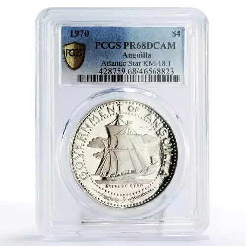 アンギラ 4ドル アトランティックスターシップ クリッパー シーファリング PR68 PCGS 銀貨 1970年|WORLD RESOURCE【KING店】