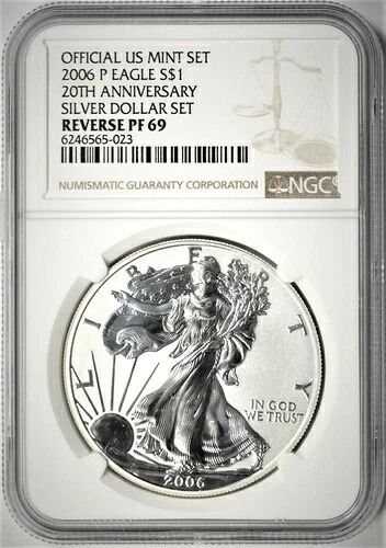 2006-P アメリカ合衆国 シルバーイーグル リバースプルーフ 20周年記念 NGC PF69?023?|WORLD RESOURCE【KING店】