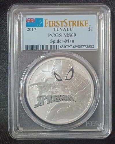 2017年 マーベル スパイダーマン ファーストストライク 1オンス シルバー ファイン 9999 コイン PCGS MS69 ツバル 117,700円