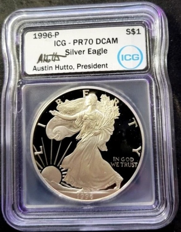 1996-P シルバー アメリカンイーグル $1 ICG PR70 オースティン・ハット レア PCGS NGC