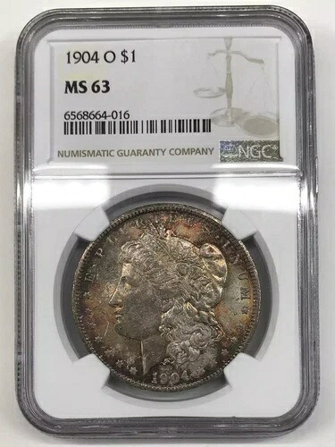 1904 O モルガン銀貨 NGC MS-63 虹色調、特に裏面|WORLD RESOURCE【KING店】