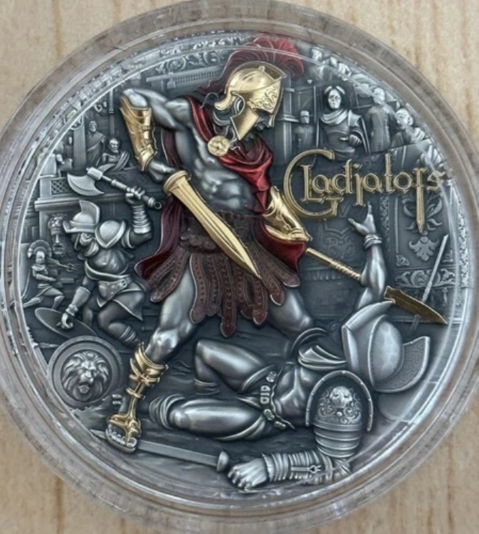 2024年 ニウエ ローマ帝国 剣闘士 2オンス シルバー ハイレリーフ LOW COA # 発行枚数 500枚|WORLD RESOURCE【KING店】