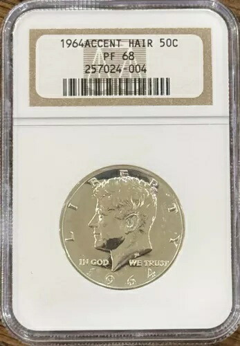 1964年 シルバープルーフ アクセントヘア ケネディ ハーフダラー NGC PF68
