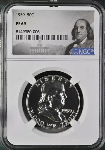 1959年 シルバー フランクリン ハーフドル 50セント NGC PF69|WORLD RESOURCE【KING店】