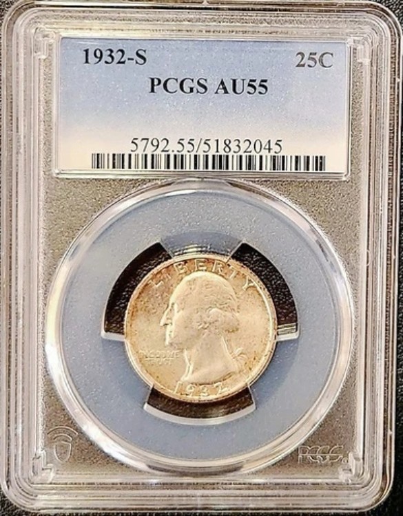 1932-S 25セントワシントン銀貨 PCGS AU55|WORLD RESOURCE【KING店】