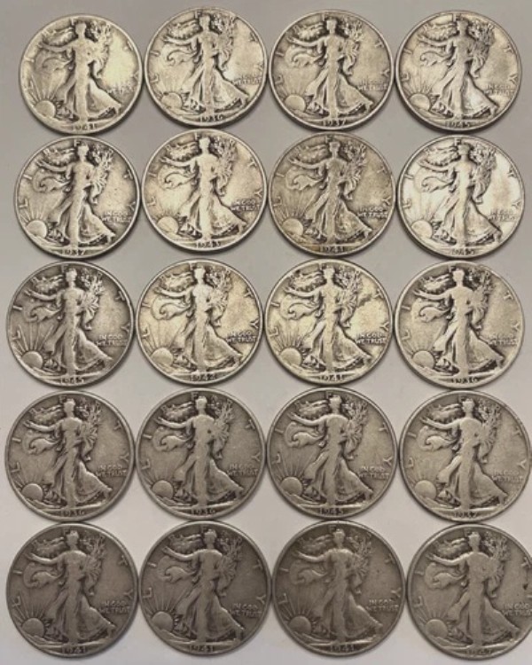 ウォーキング・リバティ 50セント ハーフダラー 90%シルバー 10ドル額面地金コイン 20枚ロール|WORLD RESOURCE【KING店】