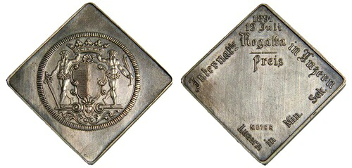 スイス ルツェルン、1891 ワイルドマン クリッペ シルバー ジェトン トークン (1209)|WORLD RESOURCE【KING店】