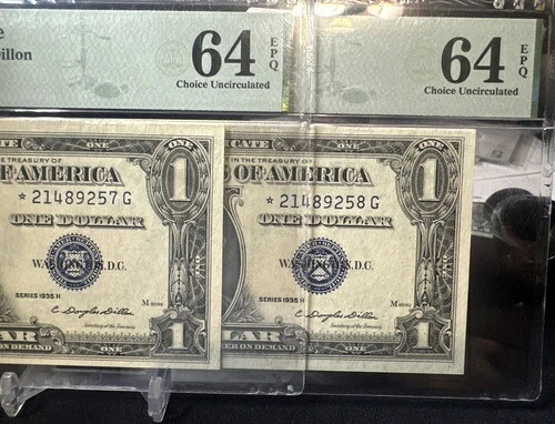 ?? 2枚連続 $1 1935-H シルバー スター Fr. 1618* PMG 64 EPQ ?? 21489257 - 58|WORLD RESOURCE【KING店】