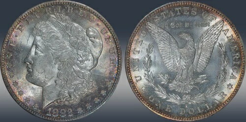 1882-S モルガン銀貨 BU+ パラマウント レッドホルダー *ビデオ付きトーン