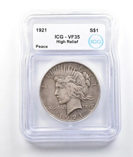 1921年 ピースシルバードル高浮き彫り VF35 ICG *2738
