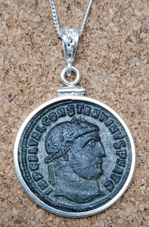 コンスタンティヌス大帝の真正古代ローマコイン925シルバーネックレス(鑑定書付き)|WORLD RESOURCE【KING店】