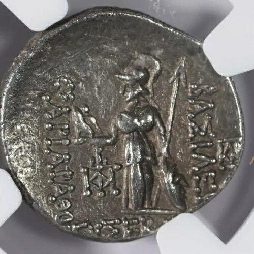 アリアラテス V AR ドラクマ カッパドキア シルバー アテナ コイン 紀元前 163 ～ 130 年 - NGC XF