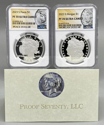 2023年 Sピース＆モーガン シルバーダラー プルーフセット NGC PF70 ウルトラカメオ（OGP付き）｜WORLD RESOURCE【KING店】 117,700円