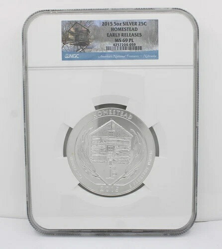 2015 ホームステッド 25セント ATB 5オンス シルバー NGC MS69 PL アーリーリリース｜WORLD RESOURCE【KING店】