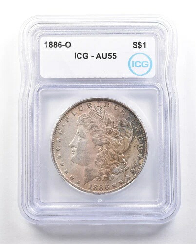 1886-O モルガン銀貨 AU55 ICG 美しい色調 *3415