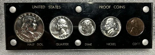 1952年 5枚セット シルバーコインプルーフセット - プルーフプラスチックホルダー付き BX13-2 117,700円