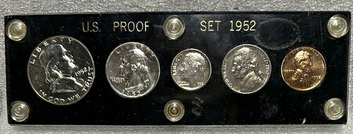 1952年 5枚セット シルバーコインプルーフセット - プルーフプラスチックホルダー付き BX13-7