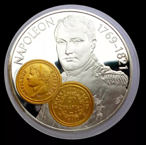 オランダ領アンティル 10 グルデン 2001 銀貨プルーフ、金貨付き 20 フラン 117,700円