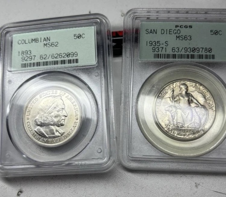 サンディエゴ＆コロンビア シルバー記念ハーフドル 2枚セット PCGS OGH