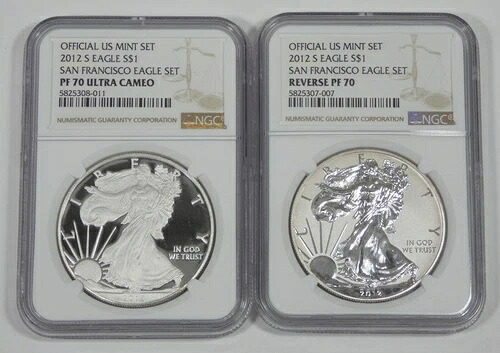 2012-S 米国造幣局 SF イーグルセット $1 NGC REV プルーフ 70 & プルーフ 70 ウルトラ カメオ|WORLD RESOURCE【KING店】