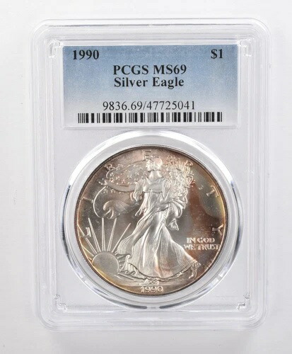 MS69 1990年 アメリカンシルバーイーグル PCGS 美しいレッドトーン *1668