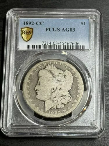 1892年CCモルガン銀貨、見事なローボールコイン、PCGS AG03グレード(Slab2546)|WORLD RESOURCE【KING店】