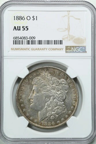 1886-O 1ドル モルガン銀貨 AU55 NGC 6854083-009