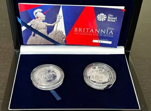 希少 英国 2016年 ブリタニア 2枚セット 1オンス シルバー プルーフ＆リバースプルーフ 発行枚数500枚