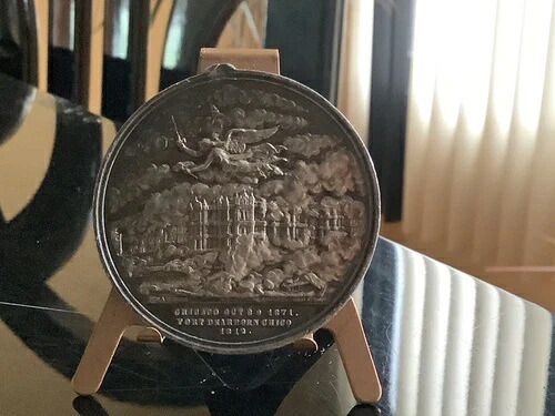 1873年州際産業博覧会。シカゴ銀プレート白メダル51mm。