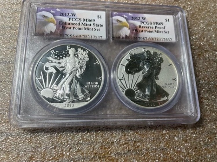 2013-W PCGS MS 69 エンハンスト＆リバースプルーフ ウェストポイントミントセット シルバーイーグル