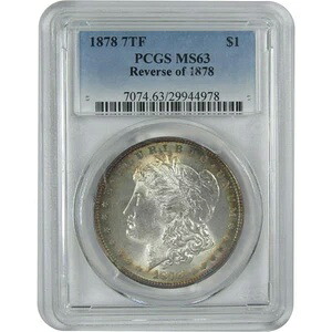 1878年 7TF Rev 78 モルガン・ダラー MS 63 PCGS シルバー $1 トーン SKU:I16482