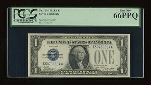 DBR 1928-A 1ドル シルバー ジェム 1601年頃 KAブロック PCGS 66 PPQ シリアル K50736634A