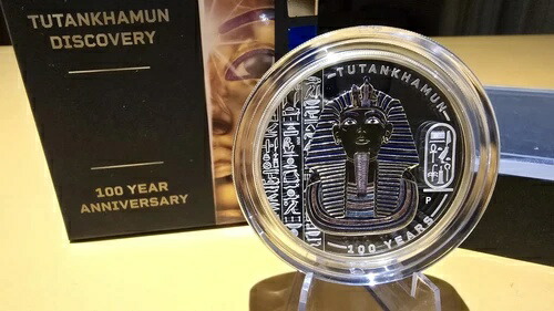 2022年ツタンカーメン生誕100周年記念。2オンス 銀プルーフ金メッキカラーコイン。 185,900円