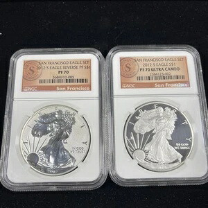 2012-S サンフランシスコ リバースプルーフ アメリカンイーグル 2枚セット NGC PF70 UCAM& PF70｜WORLD RESOURCE【KING店】