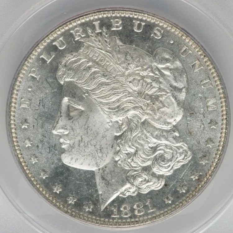 1881年モルガン銀貨、ANACS MS-62 プルーフ風カメオ！素晴らしいコインです！