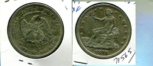 1878年 S 貿易米国銀貨 VF XF 7156S
