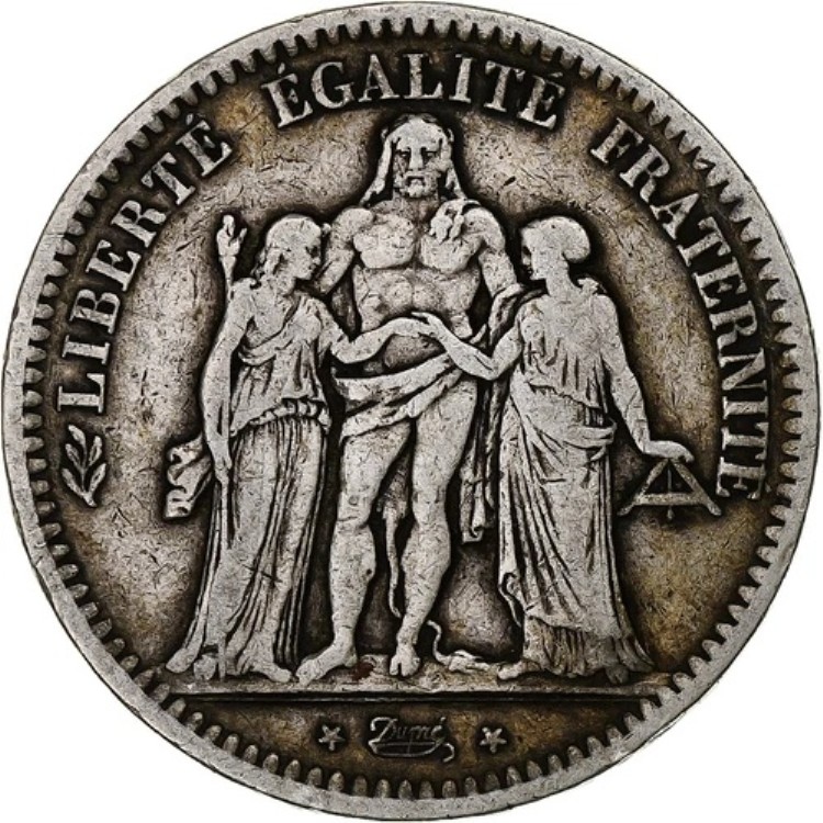 [#1284747] フランス、5フラン、エルキュール、1849年、ボルドー、銀貨、VF、ガドゥリー:683｜WORLD RESOURCE【KING店】