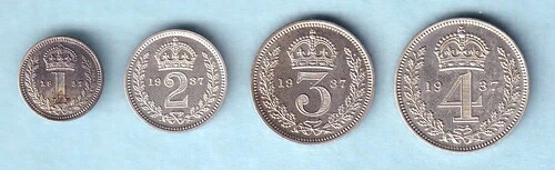 イギリス。1937年ジョージ6世 - 4ピース シルバー マウンディ セット。1ペンス、2ペンス、3ペンス、4ペンス。プルーフ｜WORLD RESOURCE【KING店】