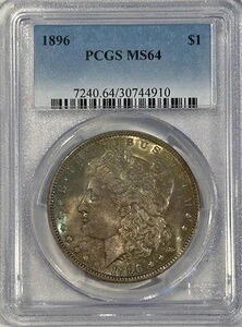 1896年モルガン・ダラー PCGS MS64 レインボークレセントトーン 光沢のある美しい外観｜WORLD RESOURCE【KING店】 113,850円