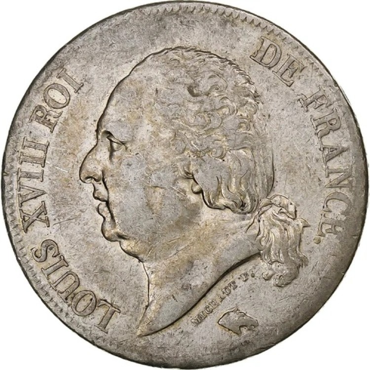 [#1307733] フランス、ルイ18世、5フラン、1824年、トゥールーズ、銀貨、AU、ガドゥリー:61
